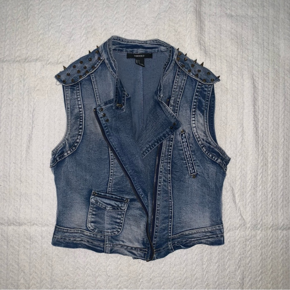 Forever 21 Studded Jean Vest